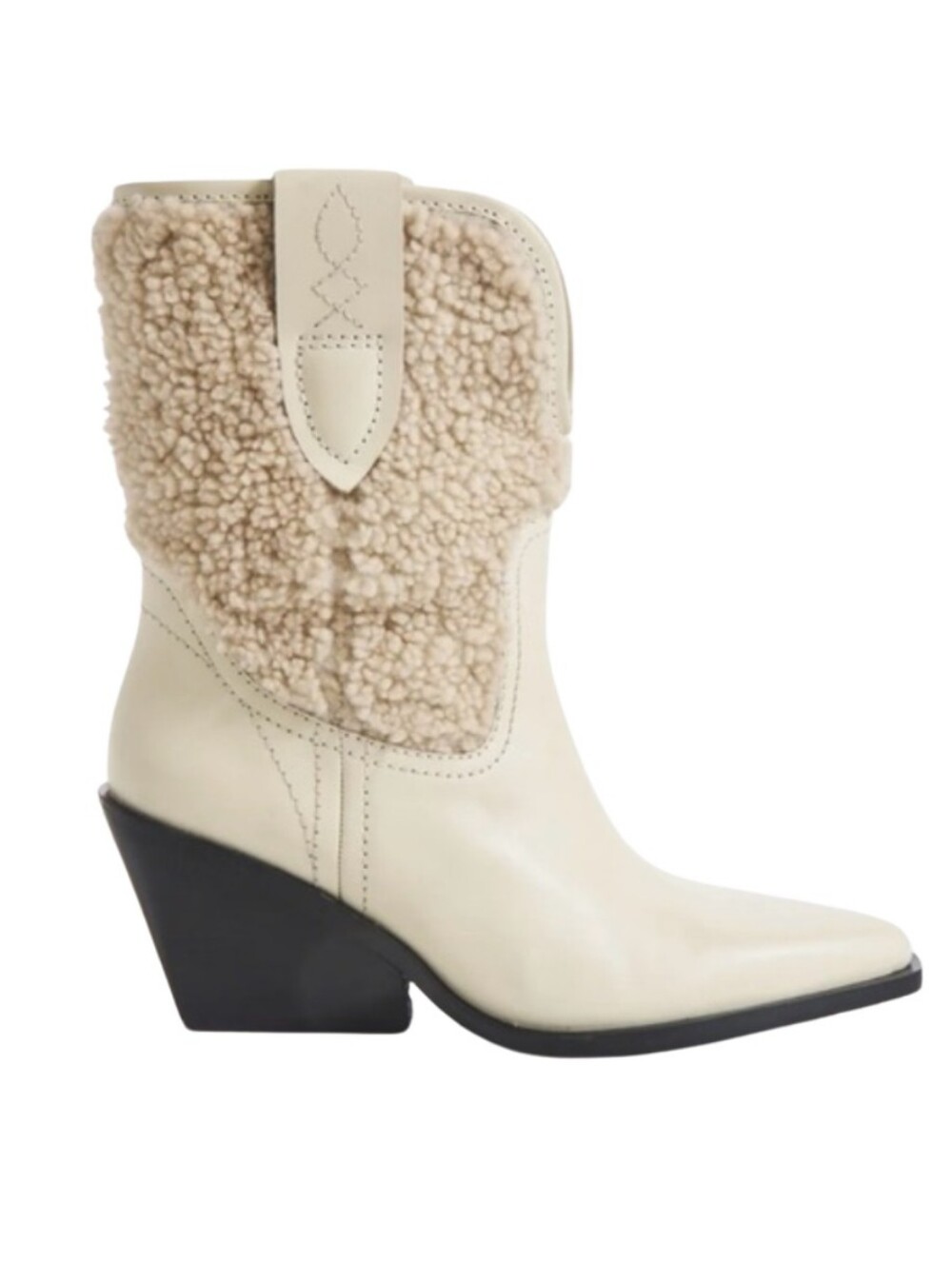 Free People Arctic Fox Shearling Boots Ivory Size 11 NWT Western Wedge